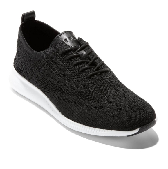 Cole Haan Women's Stitchlite Wingtip Oxford Black Knit Sz. 7.5B Shoes Sneakera - Picture 1 of 11
